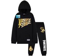 Fortnite Chándal Niño Adolescente Conjunto con Sudadera con Capucha y Pantalón, Ropa Deportiva Infantil Cálida, Regalo Niños (15-16 Años, Negro/Amarillo)
