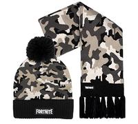 Fortnite - Conjunto de Gorro y Bufanda Infantil - Gorro y Guantes de Lana Gris - Diseño Camuflaje Talla Única 6-12 Años - Mercancía Oficial