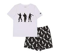 Fortnite Dancing Emotes-Conjunto de Pijama Corto para niños, Color Blanco y Negro, 7-8 Years