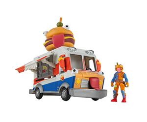 Fortnite FNT1059 Durrr Burger Food Truck Truck-Vehículo característico de 9 Pulgadas con Figura articulada de Carne de Res de 2.5 Pulgadas