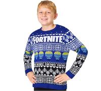 Fortnite Jersey Navideño Niño Videojuegos, Suéter de Navidad Infantil con Diseño Divertido, Regalo Original para Niños (13-14 Años, Azul)