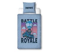 Fortnite Juego de cama de 135 x 200 cm, diseño de Battle Royale, 1 funda de almohada de 80 x 80 cm y funda nórdica de 135 x 200 cm, con cremallera, diseño reversible, artículo para fans de