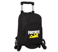FORTNITE Mochila Escolar Crazy Banana Adaptable + Carro Toybags con 4 Ruedas Giratorias, Unisex niños, Negro, Grande