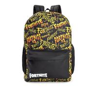 Fortnite Mochila unisex con logotipo negro y amarillo | Mochila escolar con cremallera para libros y suministros | Diseño de impresión gráfica