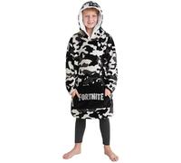 Fortnite Oversized Hoodie, Sudadera Manta con Capucha para Niños y Adolescentes +14 Poncho Manta Extra Largo Regalos para Gamers (Camuflaje Negro Niños)
