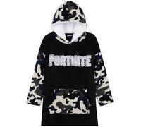 Fortnite Oversized Hoodie, Sudadera Manta con Capucha para Niños y Adolescentes +14 Poncho Manta Extra Largo Regalos para Gamers (Camuflaje Negro/Blanco Niños)