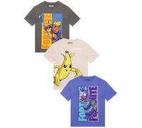 Fortnite Pack De 3 Camisetas Niño, Camiseta Infantil Peely, Pack De 3 Camisetas Gaming para Niño, Ropa Infantil De Algodón, Multicolor 6-7 Años