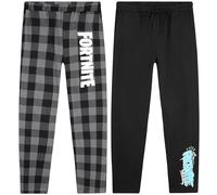 Fortnite Pantalones para Niños y Adolescentes Pack de 2, Pijamas Bottoms con Bolsillos (12 Años, Negro/Blanco)