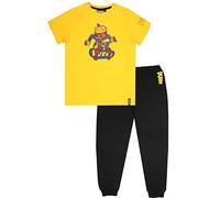 Fortnite - Pijama Infantil Blanco y Negro con Diseño de Soldado de Calavera - Ropa de Dormir 100% Algodón - Producto Oficial - Negro/Amarillo - Hamburguesa - 13 Años