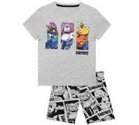 Fortnite Pijama Niño, Conjunto Niño Verano Videojuegos, Pijama Corto para Ninos, Gris 12-13 años