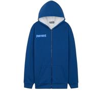 Fortnite Sudadera Cremallera para Niño y Chico con Bolsillos Tipo Canguro, 7-16 Años, Forro Sherpa Chaqueta con Capucha (13-14 Años, Azul)