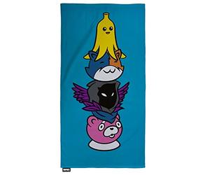 Fortnite - Toalla Oficial (140 x 70 cm, Peely, Meowscles, Raven and Cuddle Team Leader | 100% algodón súper Suave, Ideal para el hogar, la Playa y la Piscina,