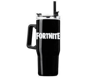 Fortnite Vaso Termico con Pajita y Asa Tapa, Aislamiento Termo Cafe Acero Inoxidable Doble Pared 940ml, Bebidas Frías 17H Calientes 8H Hielo 45H