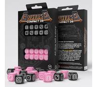 Fortress Compact D6: Black & Pink de Q-Workshop, Dados para Juegos de Mesa RPG, para Jugadores Mayores de 14 años