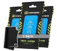 Fortress Toallitas electrónicas con paño de microfibra (25 unidades, paquete de 3) toallitas To-Go Tech para pantallas, teléfonos, teclados, monitores de TV, pantallas de computadora y más [tamaño de