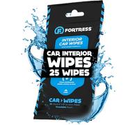 Fortress Toallitas para automóvil (25 unidades) Toallitas para llevar para el interior del automóvil, volante, asientos, salpicadero y más [tamaño de viaje] Toallitas para automóviles seguras para la