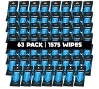 Fortress Toallitas para interior de automóvil (25 unidades, paquete de 63) para limpieza interior del automóvil, salpicadero, asientos, detalles y volante, tamaño de viaje, suministros de limpieza