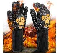FORTRY Guantes Barbacoa Altas Temperaturas hasta 800°C, Guantes Horno Antideslizantes, Guantes Cocina, Guantes Chimenea Transpirables, Guantes Ignífugos, Guantes para Horno, para Parrilla (M-XL)