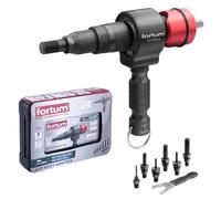 Fortum Adaptador de Tuerca Remachada para Taladro y Atornillador | Herramienta para Remachar Tuercas de Aluminio, Acero y Acero Inoxidable | Adaptador Tuercas de M3-M12 | Pistola de Remaches Adaptador