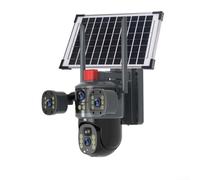 FortunateSweet Cámara de seguridad para exteriores con resolución de 8 MP, lente dual y rotación de 360 grados, funciona con energía solar y diseño impermeable IP66 (negro)