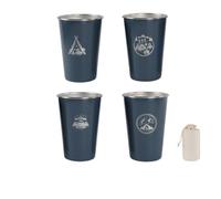 FortunateSweet Juego de 4 tazas de café de acero inoxidable para exteriores, 500 ml, material 304 con tazas apilables cónicas para camping y senderismo (500 ml, azul oscuro)