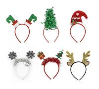 FortunateSweet Juego de 6 diademas de cuernos de Navidad, encantadores accesorios para el cabello para fiestas festivas y reuniones familiares