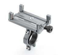 FortunateSweet Soporte de teléfono para motocicleta, aleación de aluminio, giratorio de 360°, a prueba de golpes, abrazadera para manillar de ciclismo (tallo plateado)