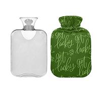 Fortune Get Lucky on St - Botella de agua caliente con tapa, bolsa de agua caliente de 1 litro, compresa fría y caliente, alivio del dolor de cuello y hombros