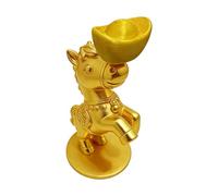 Fortune Sculpture - Year of the Horse Statue ¦ 15x12cm Chinese New Year Decor, Desk Ornament with High-Detail Finish, 3D Printed Gold Ingot Decor with Stand, Figurine Luck Prosperity for Display