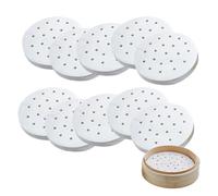 FortuneGlobe 100 pcs de papel perforado 11.5 cm de bambú para cocinar al vapor y al vapor, 4.5 pulgadas de papel de pergamino antiadherente como papel dim sum, freidora de aire (100pcs 11.5cm)