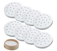 FortuneGlobe 100 pcs de papel perforado 18 cm de bambú para cocinar al vapor y al vapor, 7 pulgadas de papel de pergamino antiadherente como papel dim sum, freidora de aire (100pcs 18cm)