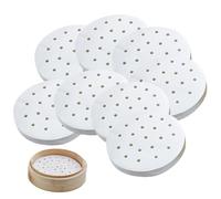 FortuneGlobe 200pcs de papel perforado 19 cm de bambú para cocinar al vapor y al vapor, 7.5 pulgadas de papel de pergamino antiadherente como papel dim sum, freidora de aire (200pcs 19cm)