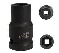 FortuneGlobe - Casquillo de 13 mm 1/2 pulgadas, 6 pans, casquillo de choque 1/2 13 mm, acero cromo-molibdeno CR-MO(Black)