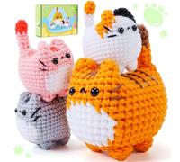 Fortuning's JDS Juego de ganchillo para principiantes, kit completo de ganchillo para gatos, ganchillo con agujas de gancho de hilo, paso a paso para aprender video, juego de ganchillo para