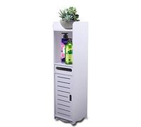 FortyFor Armario lateral para cuarto de baño, 80 x 20 x 20 cm, mueble de baño blanco, armario de baño con soporte de papel, armario de baño independiente, armario de baño estrecho, armario de pie