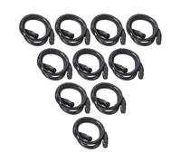FortyFor Cable DMX (10 unidades, 2 m, 3 pines, XLR, color negro) | Blindaje multicapa de mandril de alivio de tensión, incluye bridas para escenarios y estudios