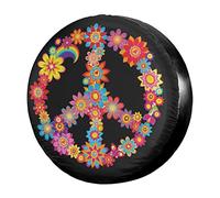 Foruidea Colorida Peace Flower - Cubierta para neumático de Repuesto, Impermeable, a Prueba de Polvo, UV, para Rueda de Sol, Apta para Jeep, Remolque, RV, SUV y Muchos vehículos de 17 Pulgadas