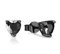 Foruiston Pendientes de tuerca de plata de ley 925 negra para mujeres y hombres, circonita cúbica solitaria redonda y corte princesa en forma de corazón, 6 mm, 6mm, Plata de ley Oro amarillo Oro rosa