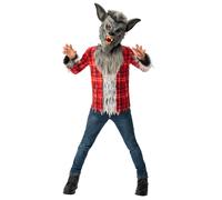 Bristol Novelty 3015505-6000 Disfraz de hombre lobo, niño y niña, gris, rojo, de 5 a 6 años Halloween
