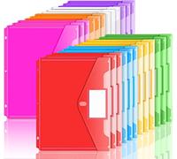 Forvencer Bolsillo para carpeta, paquete de 24 bolsillos de polietileno súper pesados con cierre de velcro, carpetas de carga lateral, bolsillo para carpeta de 3 anillos, tamaño carta, varios colores