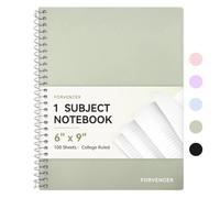 Forvencer Small Notebook, 6" x 9.5" Spiral Notebook College Ruled, 1 Subject, Perforated Pages, Sturdy Pocket Divider, 80 Sheets, Fights Ink Bleed, Water Resistant Cover, School Supplies