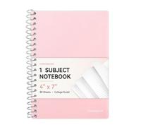 Forvencer Small Notebook, 6" x 9.5" Spiral Notebook College Ruled, 1 Subject, Perforated Pages, Sturdy Pocket Divider, 80 Sheets, Fights Ink Bleed, Water Resistant Cover, School Supplies