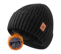 FORVEVO Gorro Invierno Hombre Mujer, Gorro Polar Termico, con Forro Suave, Gorros Punto Felpa, Gorros Invierno Clásico(Negro)