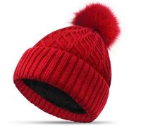 FORVEVO Gorro Invierno Mujer, Pompones para Gorros Termico, Elásticos Gorro Punto de con Forro Polar para Deportes Diarios al Aire Libre Ejecute Esqui (Blanco)
