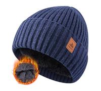 FORVEVO Gorros Invierno Hombre Mujer, Gorro Polar Termico, con Forro Suave, Gorros Punto Felpa, Gorros Invierno Clásico, Ideal Climas Fríos, Puede en Condiciones Polar y Nieve(Azul Marino)