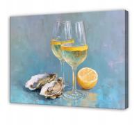 Forwall Lienzo con imagen de cena, ostras, 120 x 80 cm