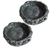 FORYNXHWIN 2 Piezas Comedero para Reptiles, Reptiles Bandeja de Agua, Alimentador de Resina para Reptiles, Bandeja de Agua para Gecko, Lagarto, Camaleón, Serpiente, Tortuga