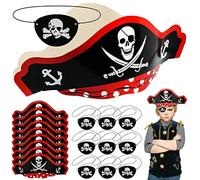 FORYNXHWIN 20 Piezas Accesorios Piratas para Niños, 10 Gorro Pirata y 10 Parche Pirata Disfraz Pirata Niños para Cumpleaños Infantil Fiesta Pirata