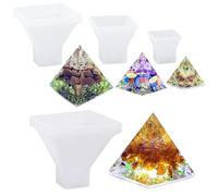 FORYNXHWIN 4 moldes de silicona piramidales de resina, moldes de pirámide para joyas, superpirámide para resina, artesanía, joyas, molde de silicona para manualidades, adornos, arte