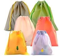 FORYNXHWIN 6 bolsas con cordón impermeables para viajes, organizadoras, bolsas de gimnasio, natación, bolsas de polietileno, bolsas de almacenamiento de viaje, 3 tamaños, 6 colores, S, Casual